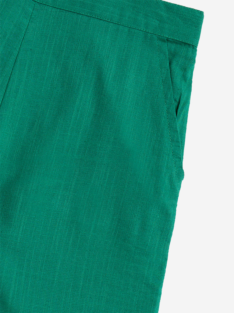 Utsa Kids Green Solid Ethnic Cotton Pants - (8-14yrs)