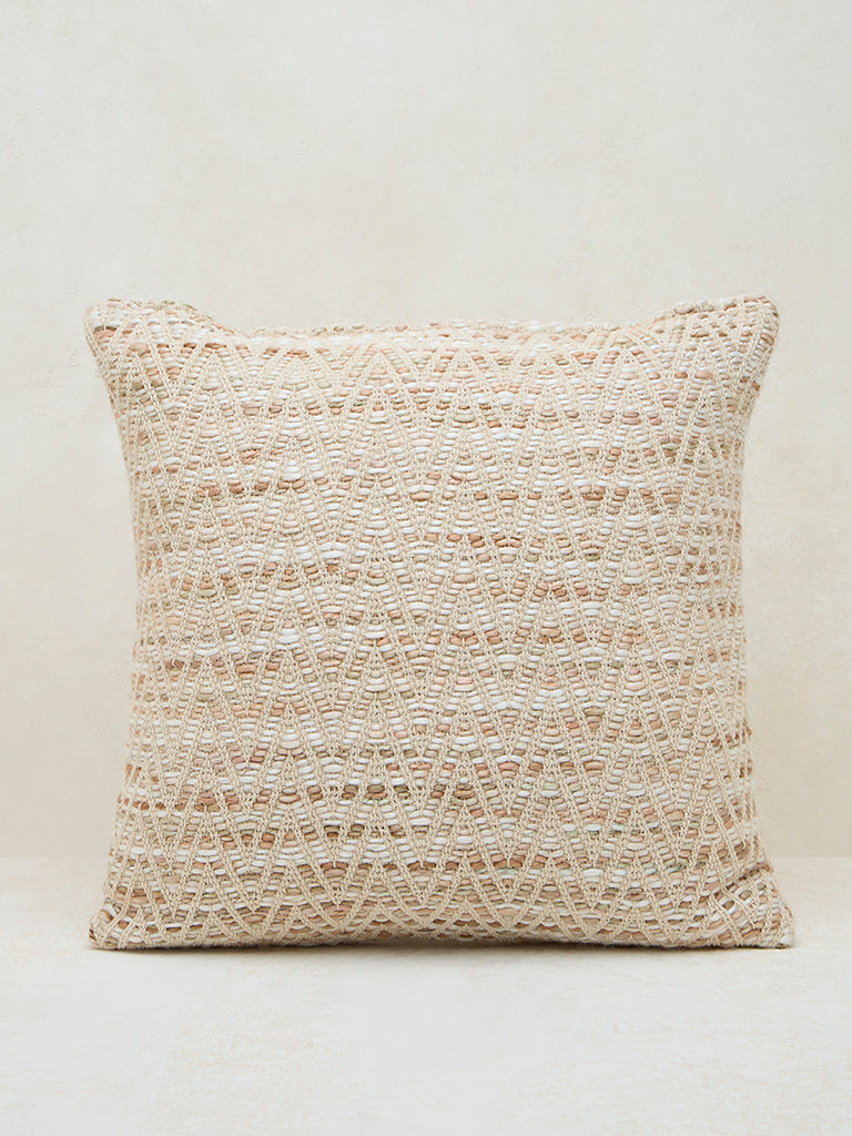 Westside Home Beige Chevron Woven Textured Cushion Cover