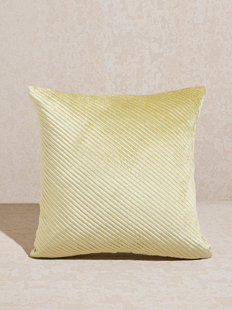 Westside Home Lime Self-Striped Velvet Cushion Cover