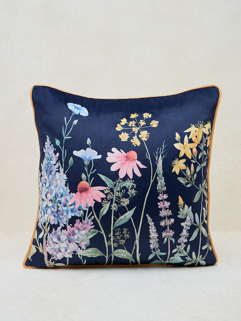 Westside Home Navy Botanical Design Cushion Cover