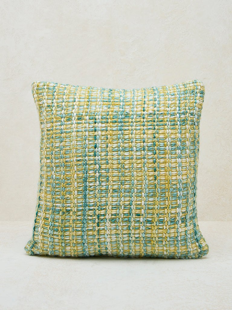 Westside Home Blue & Yellow Knit-Textured Cushion Cover