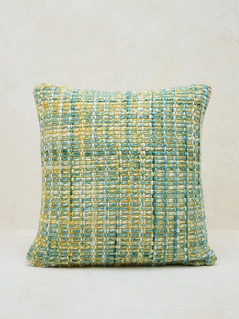 Westside Home Blue & Yellow Knit-Textured Cushion Cover