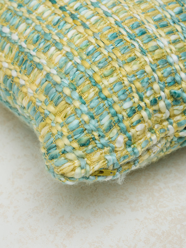 Westside Home Blue & Yellow Knit-Textured Cushion Cover