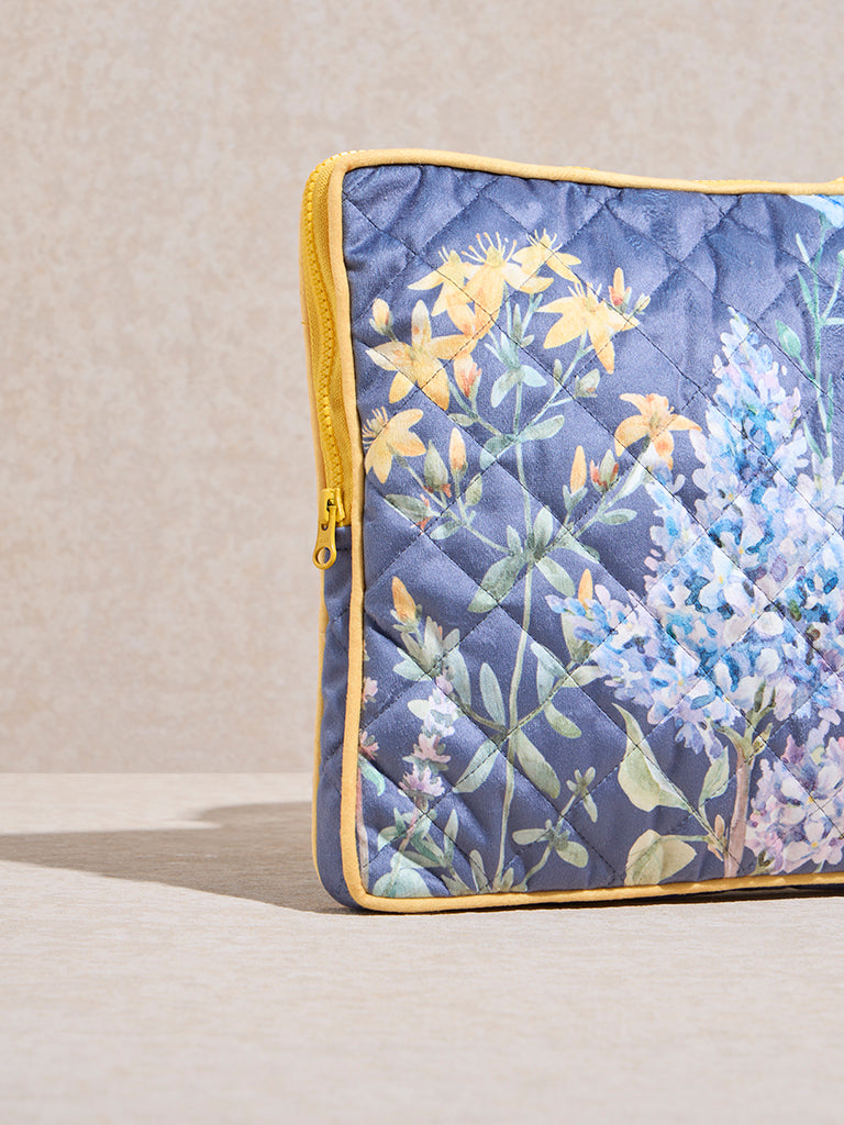 Westside Home Dusty Blue Botanical Design Laptop Bag