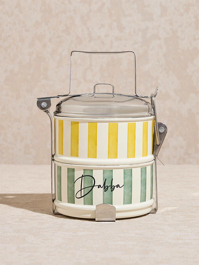 Westside Home Multicolour Striped Two-Tier Tiffin Box