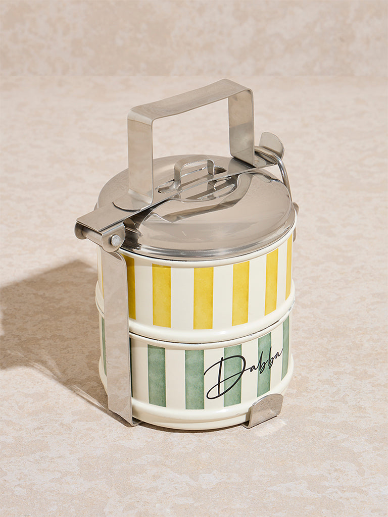 Westside Home Multicolour Striped Two-Tier Tiffin Box