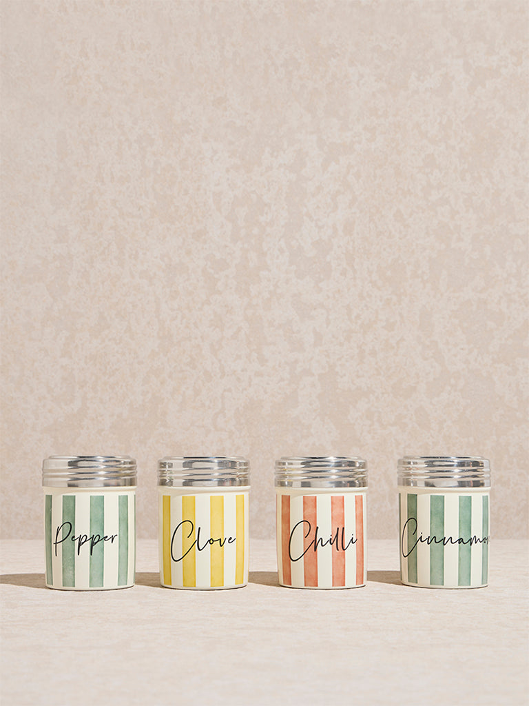 Westside Home Multicolour Stripe Printed Spice Canisters (Set of 4)