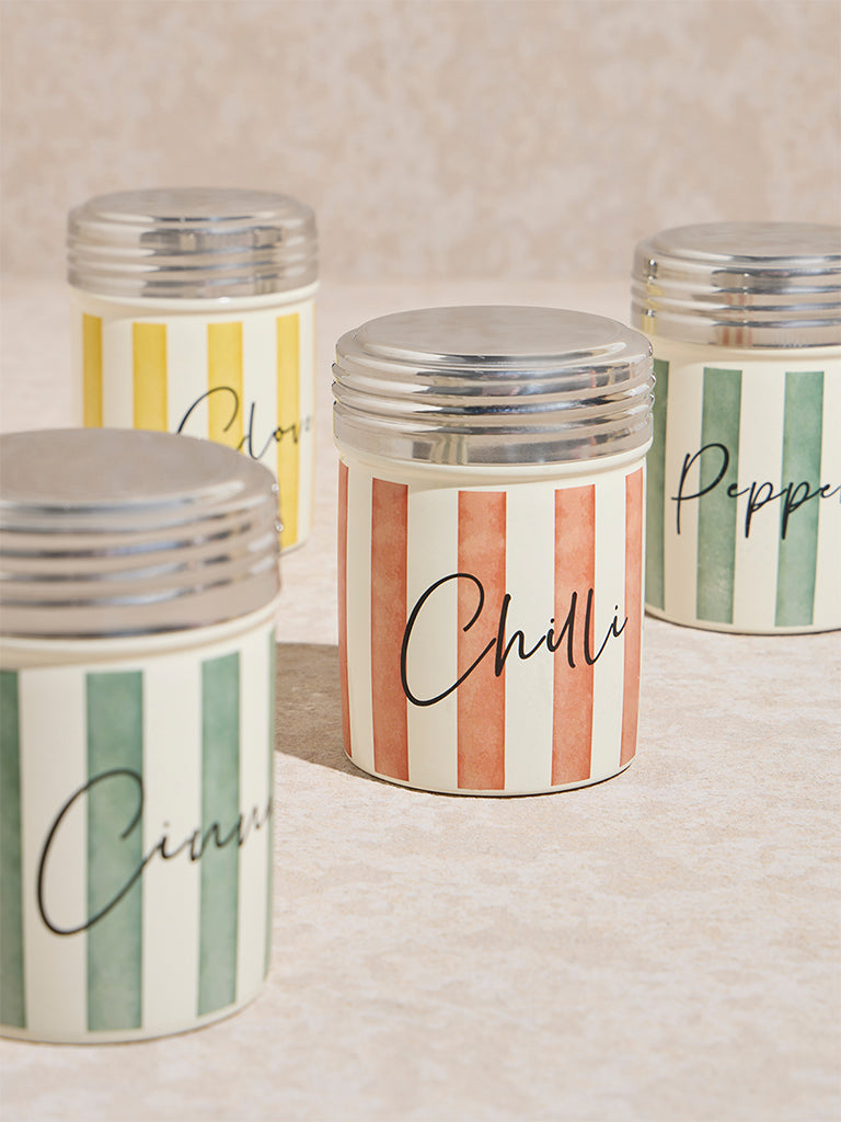 Westside Home Multicolour Stripe Printed Spice Canisters (Set of 4)