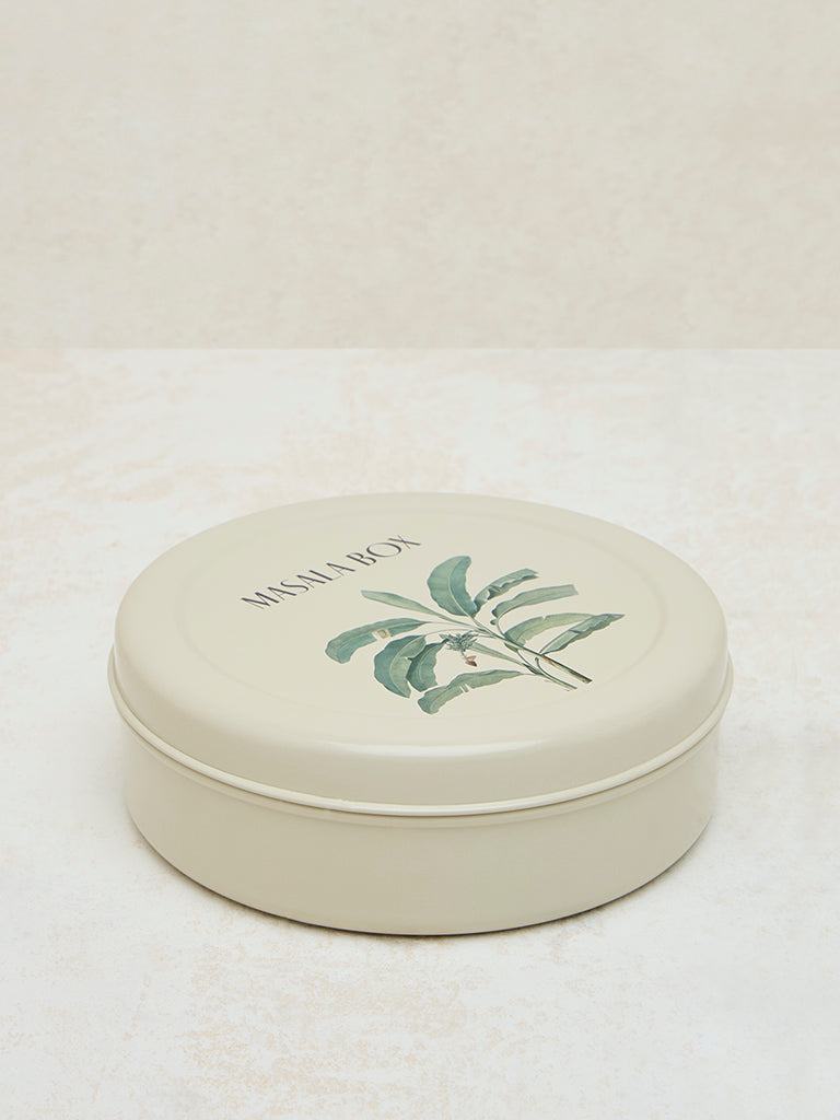 Westside Home Ivory Leaf Printed Masala Box