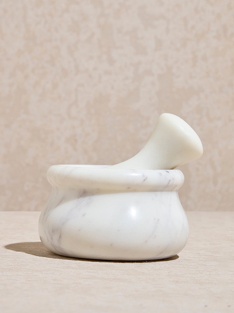 Westside Home White Marble Mortar and Pestle