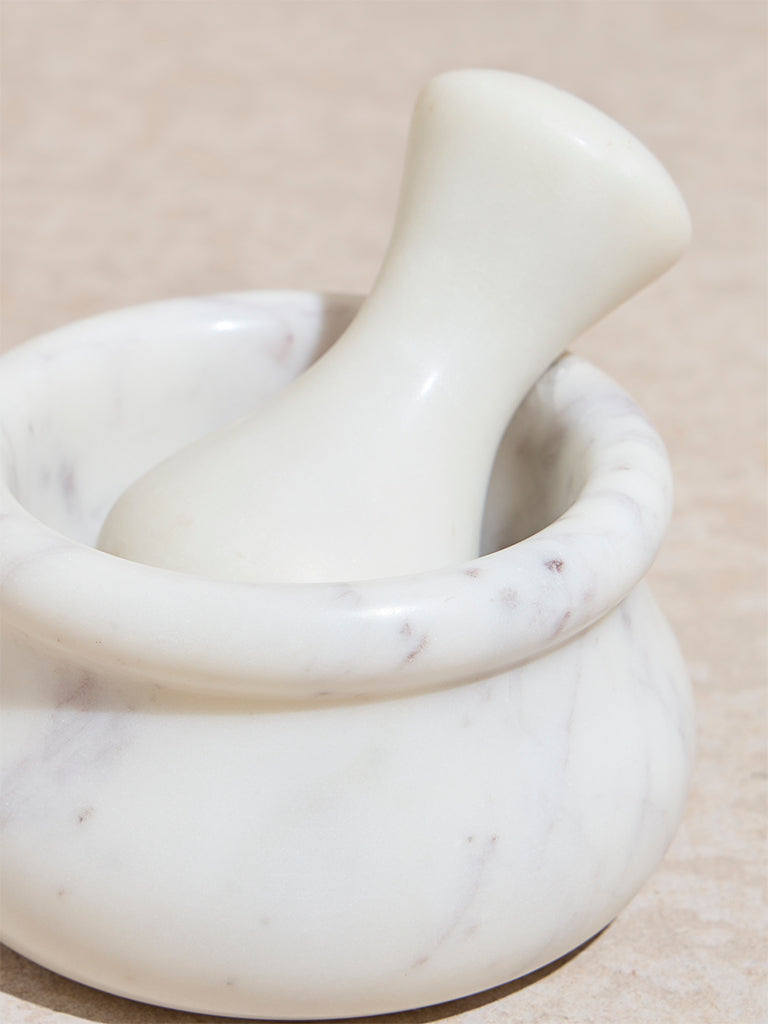 Westside Home White Marble Mortar and Pestle