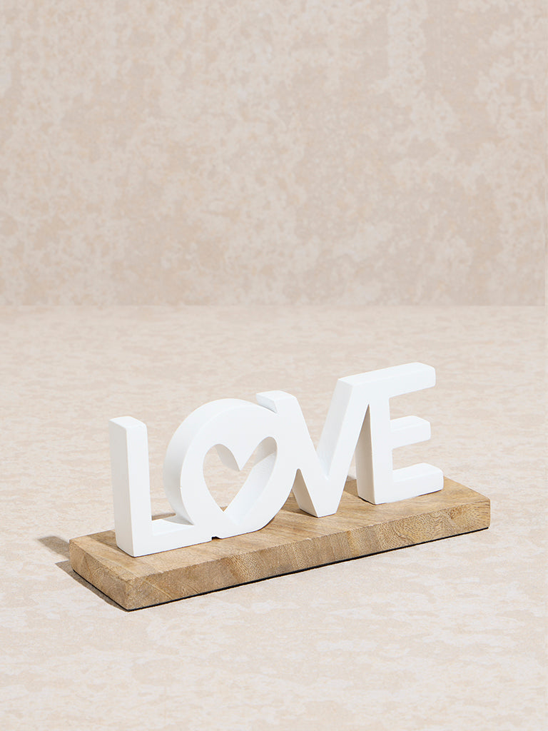 Westside Home White Love on Wooden Stand Decorative Object