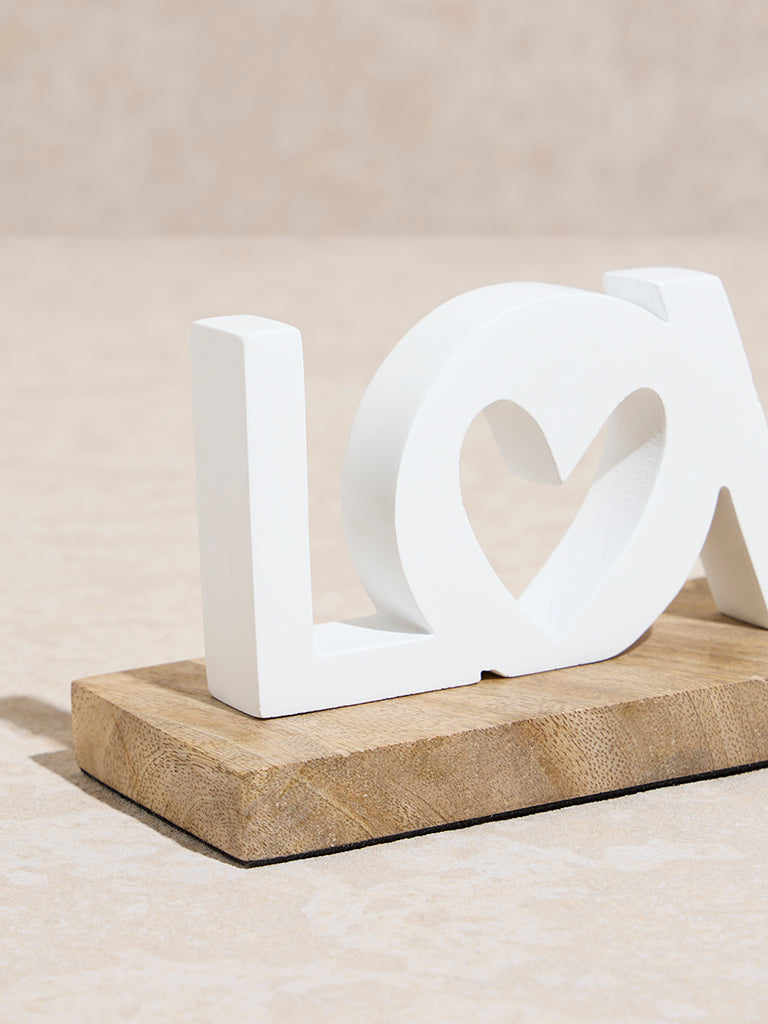 Westside Home White Love on Wooden Stand Decorative Object