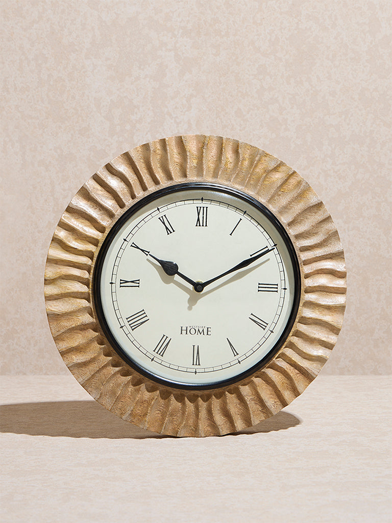 Westside Home Brown Textured Wooden Wall Clock