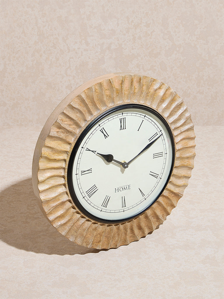 Westside Home Brown Textured Wooden Wall Clock