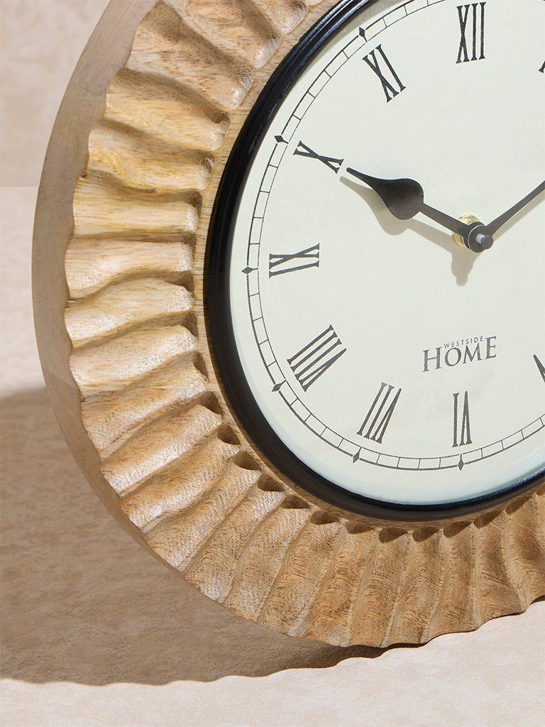 Westside Home Brown Textured Wooden Wall Clock