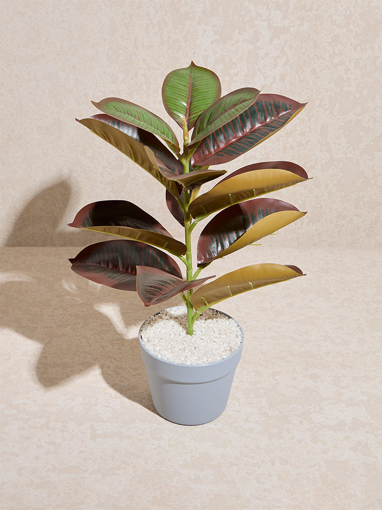 Westside Home Green and Pink Artificial Rubber Plant