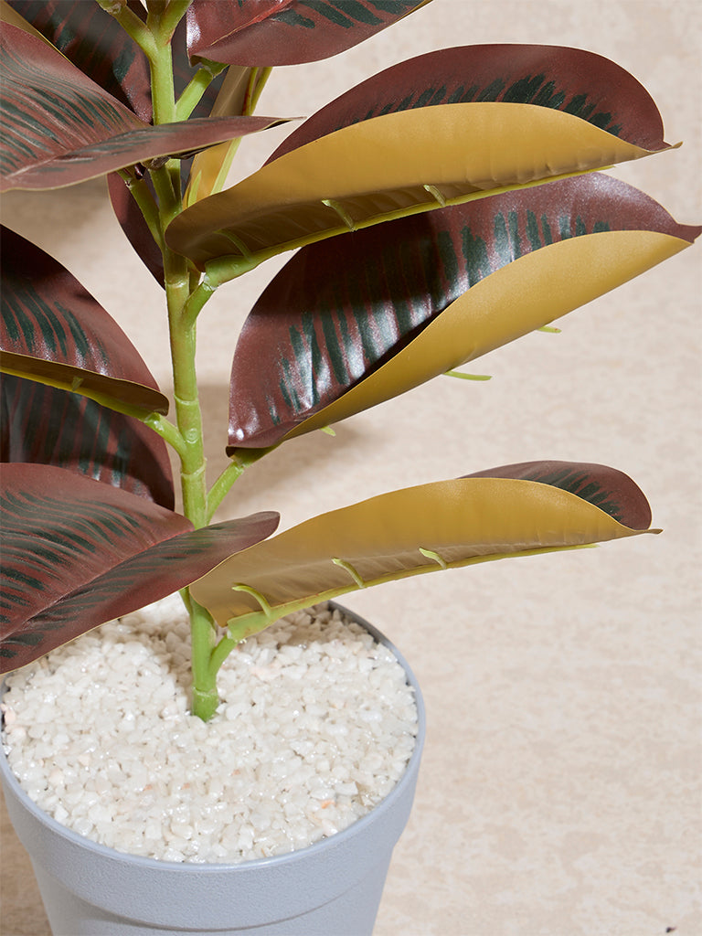 Westside Home Green and Pink Artificial Rubber Plant