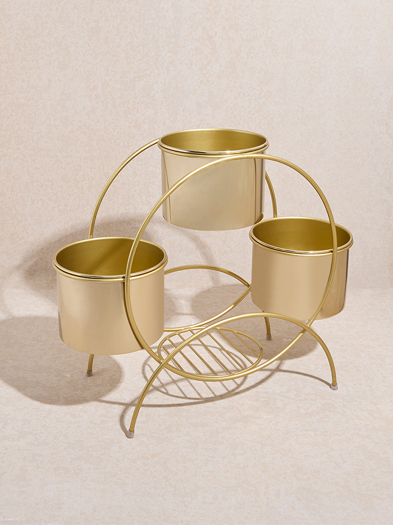 Westside Home Gold Three-Tiered Planter