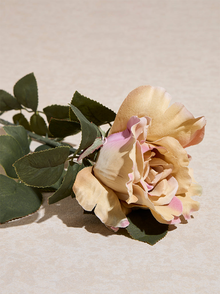 Westside Home Beige Artificial Rose Bud Flower