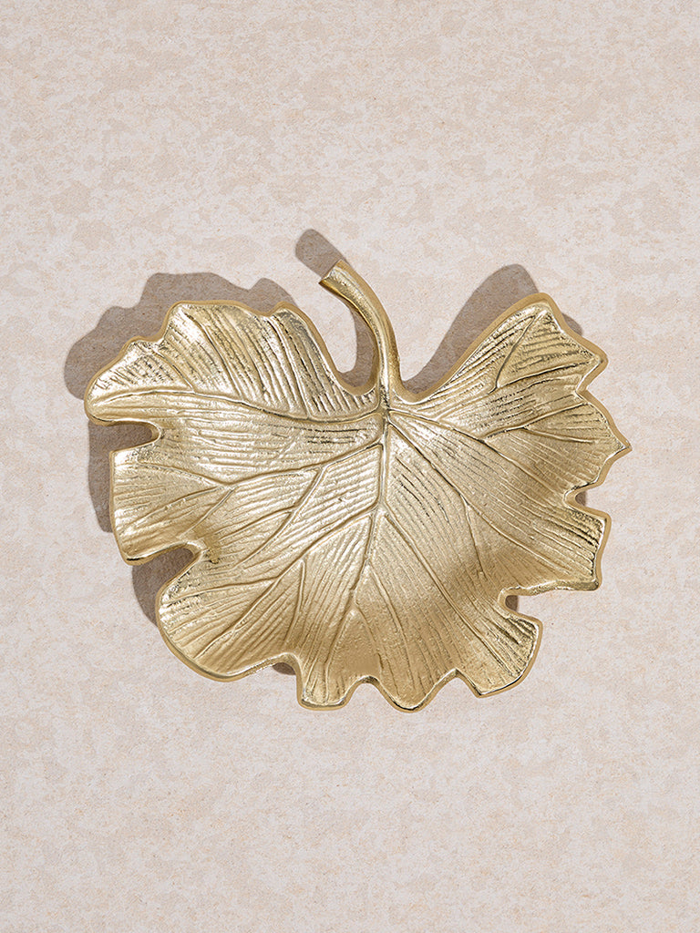 Westside Home Gold Leaf-Shaped Decorative Platter