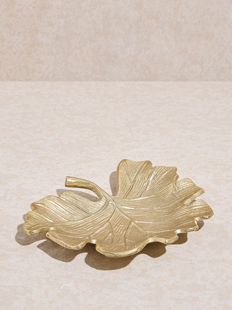 Westside Home Gold Leaf-Shaped Decorative Platter