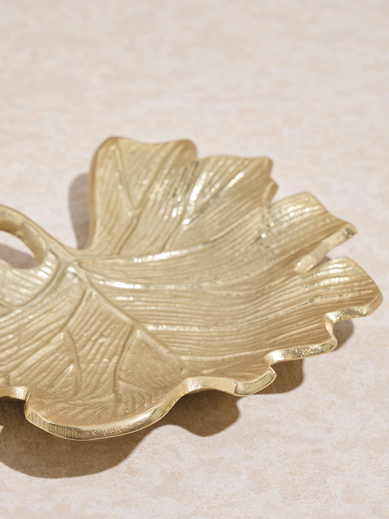 Westside Home Gold Leaf-Shaped Decorative Platter