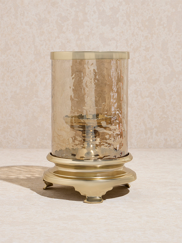 Westside Home Gold Candle Holder with Textured Glass