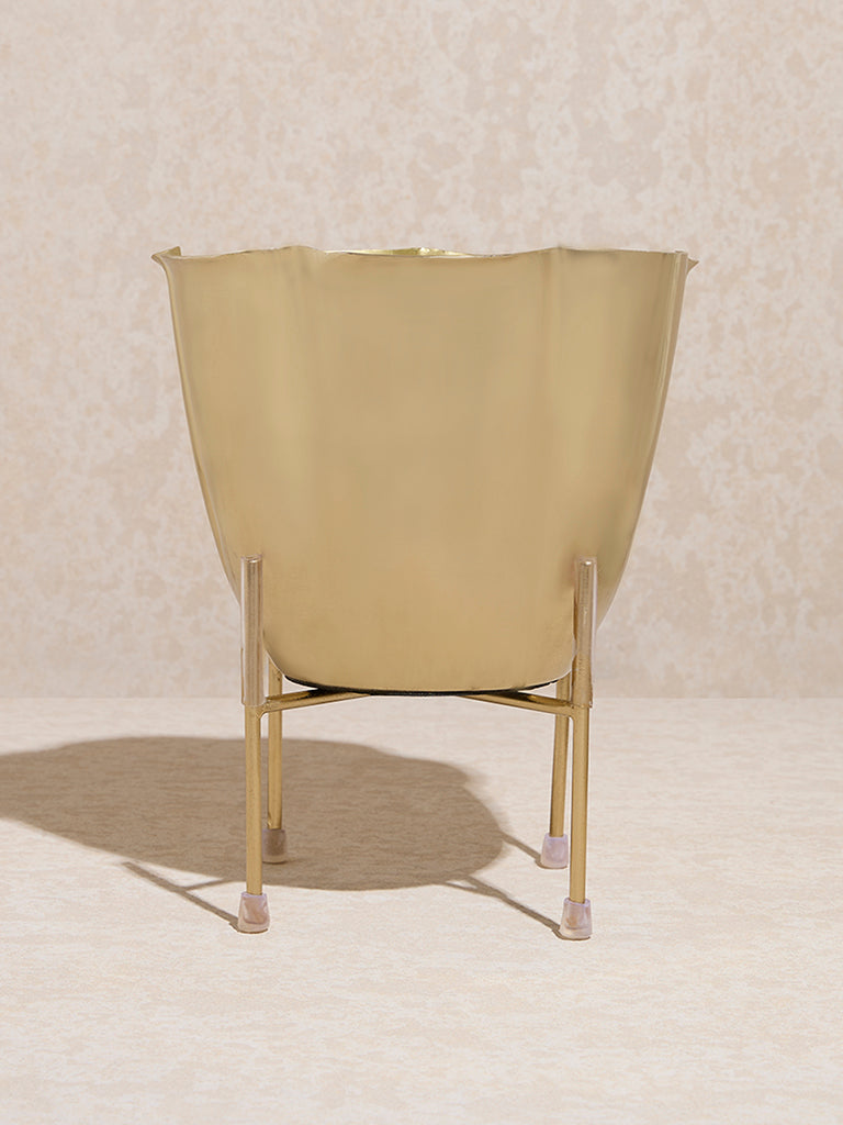 Westside Home Gold Flower Pot on Stand