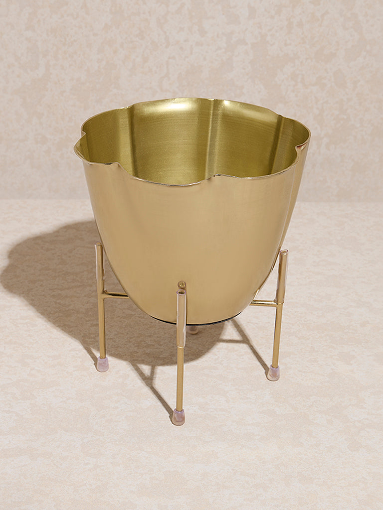 Westside Home Gold Flower Pot on Stand