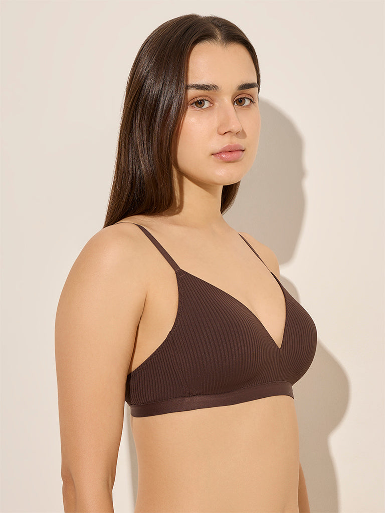 Wunderlove Brown Ribbed Padded Bra