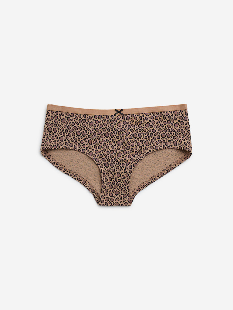 Wunderlove Black Animal Printed Cotton-Blend Briefs - Pack of 3