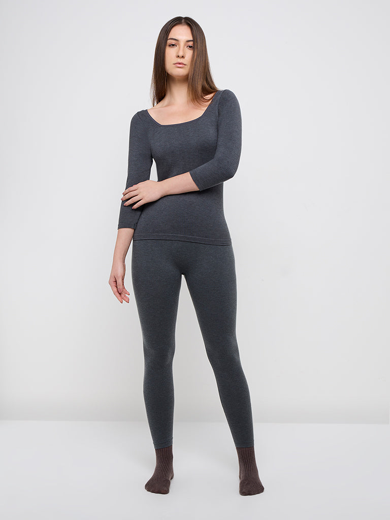 Wunderlove Charcoal Thermal Wear High-Rise Leggings