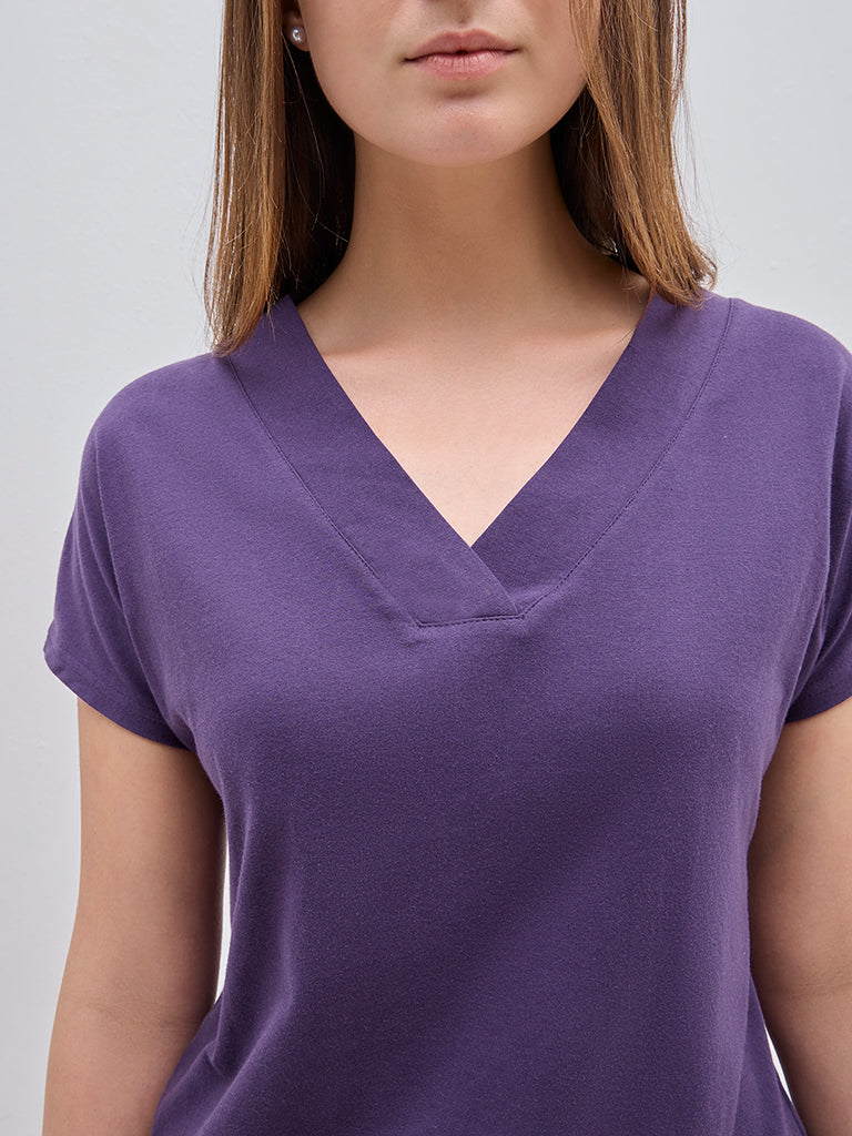 Wunderlove Purple Solid Cotton Top