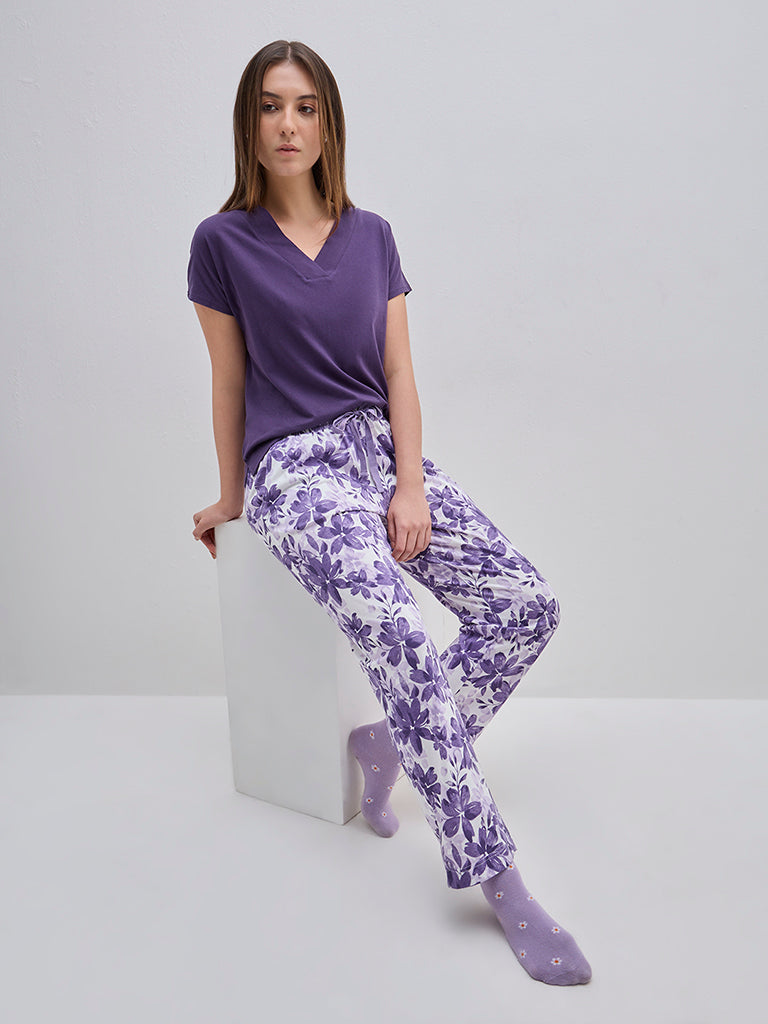 Wunderlove Purple Solid Cotton Top