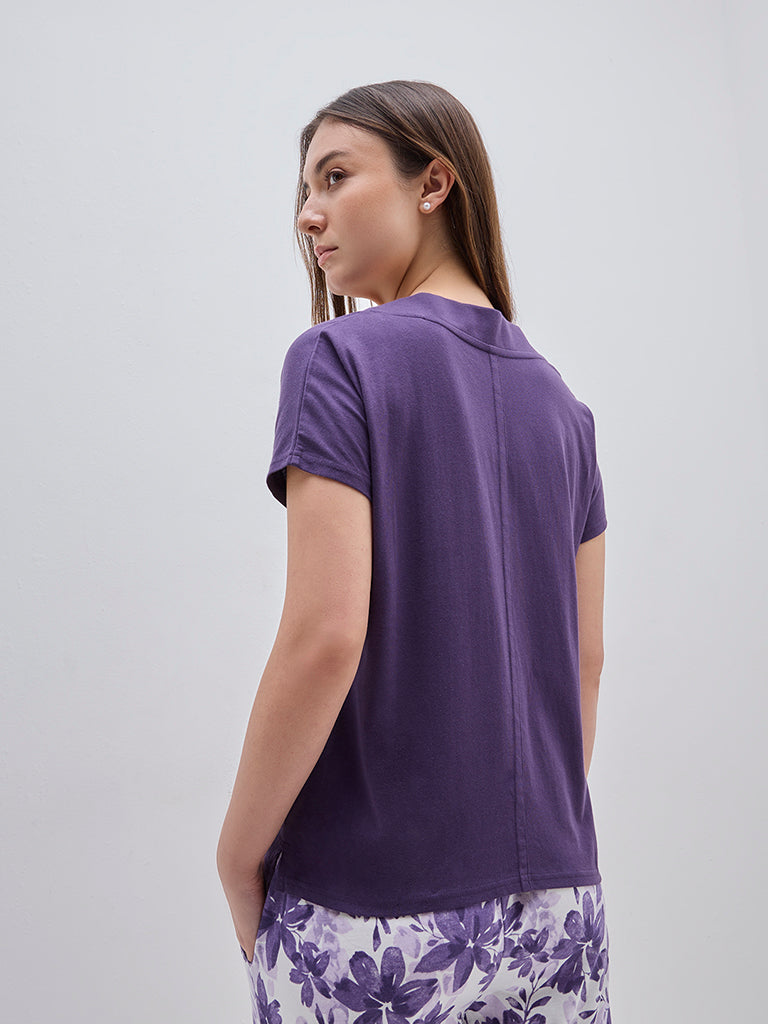 Wunderlove Purple Solid Cotton Top