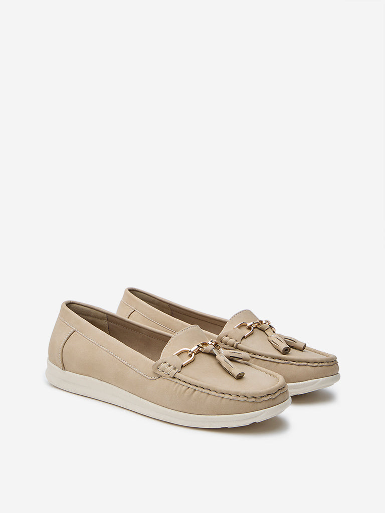 LUNA BLU Beige Tassel-Detailed Loafers