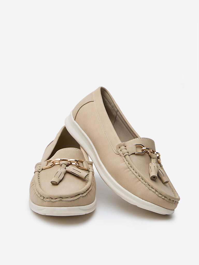 LUNA BLU Beige Tassel-Detailed Loafers