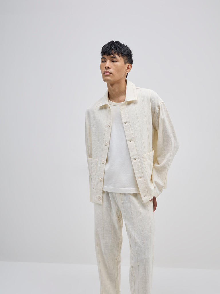 ETA Off-White Striped Relaxed-Fit Cotton Shirt