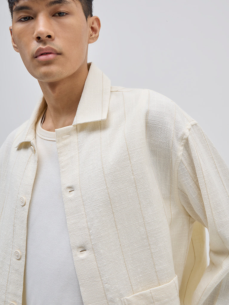 ETA Off-White Striped Relaxed-Fit Cotton Shirt