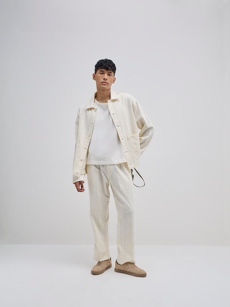 ETA Off-White Striped Relaxed-Fit Cotton Shirt