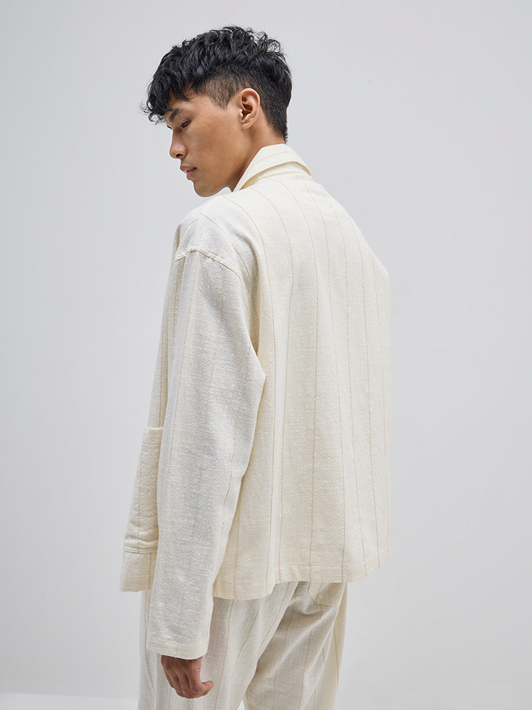 ETA Off-White Striped Relaxed-Fit Cotton Shirt