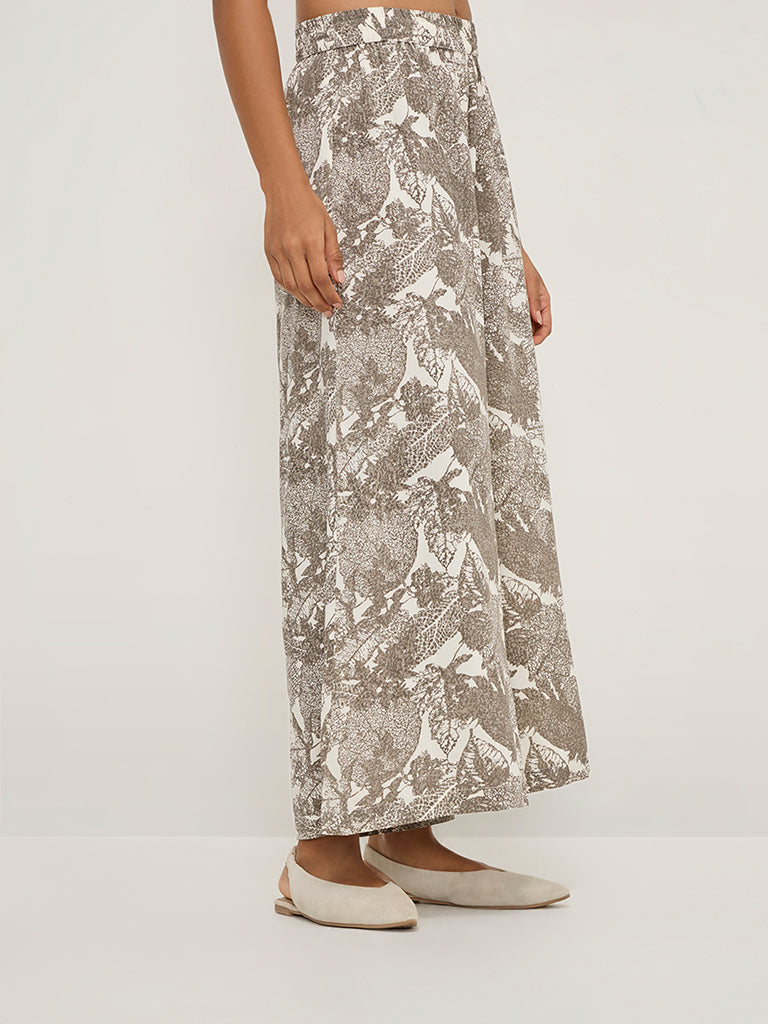 Utsa Charcoal Leaf Design Palazzos