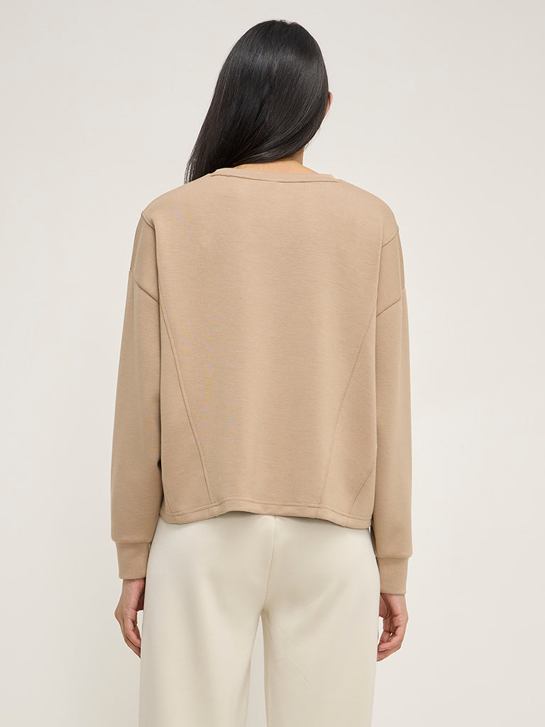 LOV Beige Solid Sweatshirt