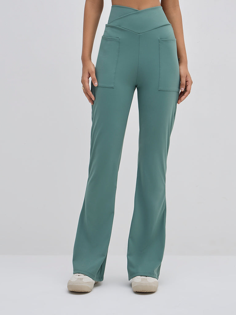 LOV Sea Green Bootcut High-Rise Pants