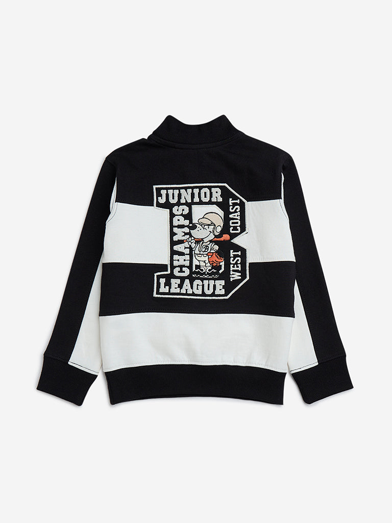 HOP Kids Black Colour-Blocked Cotton Sweatshirt