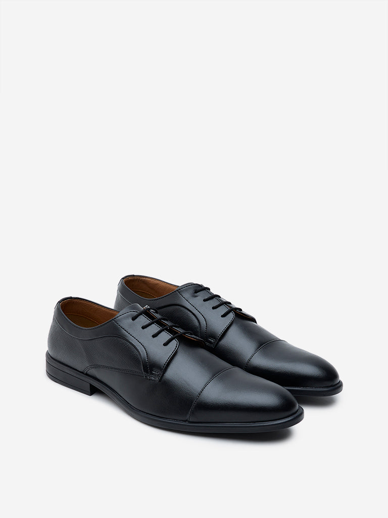 SOLEPLAY Black Self-Textured Oxford Shoes