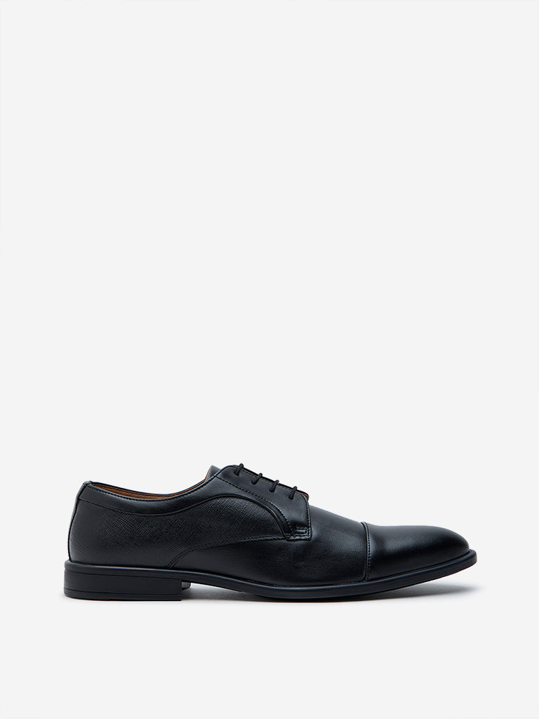 SOLEPLAY Black Self-Textured Oxford Shoes