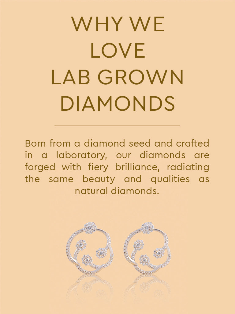 Elegant Floral Circle Lab Diamond Earrings