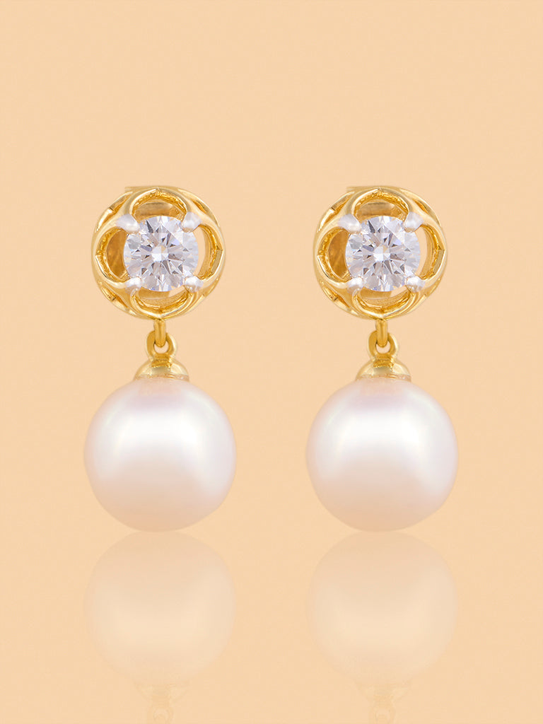 Pearl Drop Lab Diamond Earrings